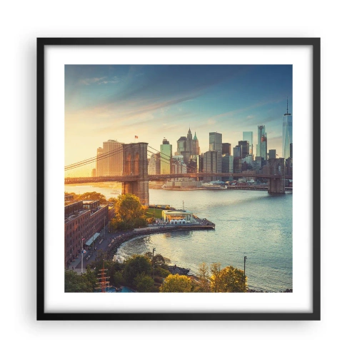 Plakat i sort ramme - Den store bys daggry - 50x50 cm