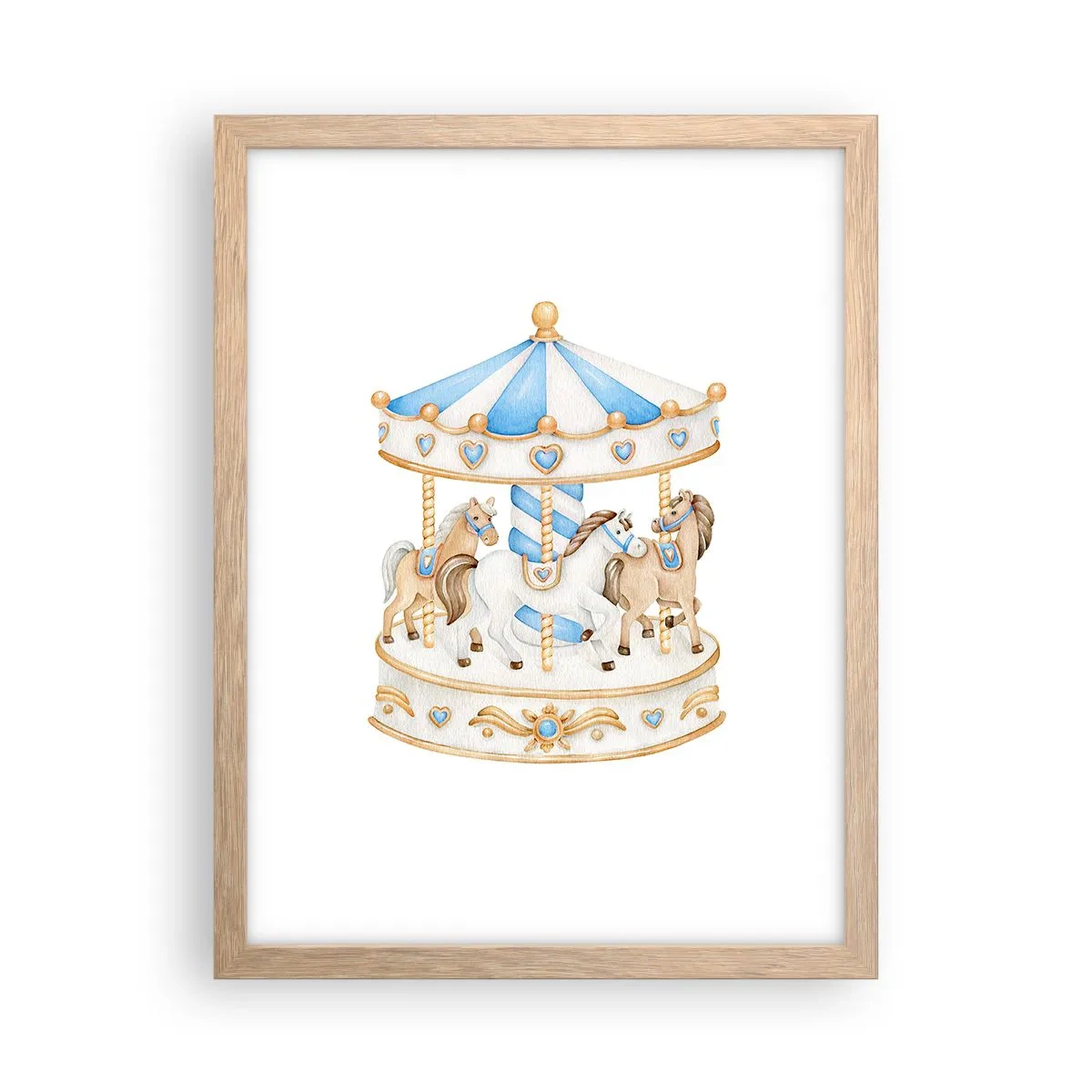 Plakat i ramme af lyst egetræ - Sød barndom - 30x40 cm