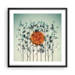 Plakat i sort ramme - Japansk sol - 50x50 cm