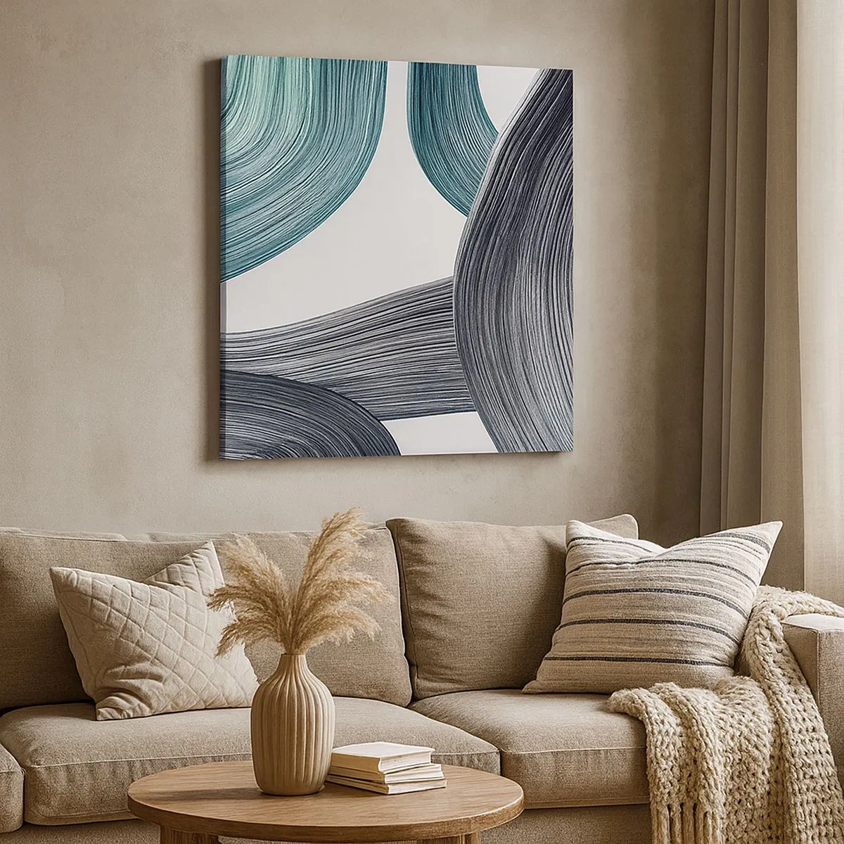 Lærredstryk - Billede på lærred - Smaragdgrønne og sorte stier - 30x30 cm