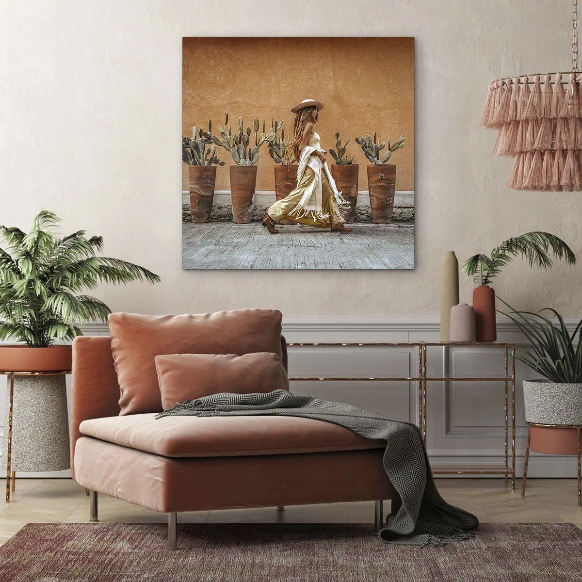 Lærredstryk - Billede på lærred - I en hippieagtig stil - 50x50 cm