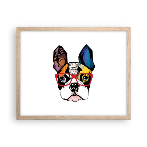 Plakat i ramme af lyst egetræ - Intellektuel - 50x40 cm