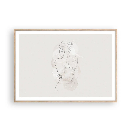 Plakat i ramme af lyst egetræ - Som et følsomt instrument - 100x70 cm