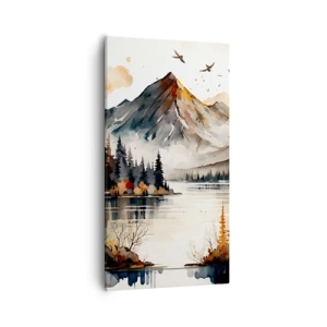 Lærredstryk - Billede på lærred - Gyldent efterår i bjergene - 55x100 cm