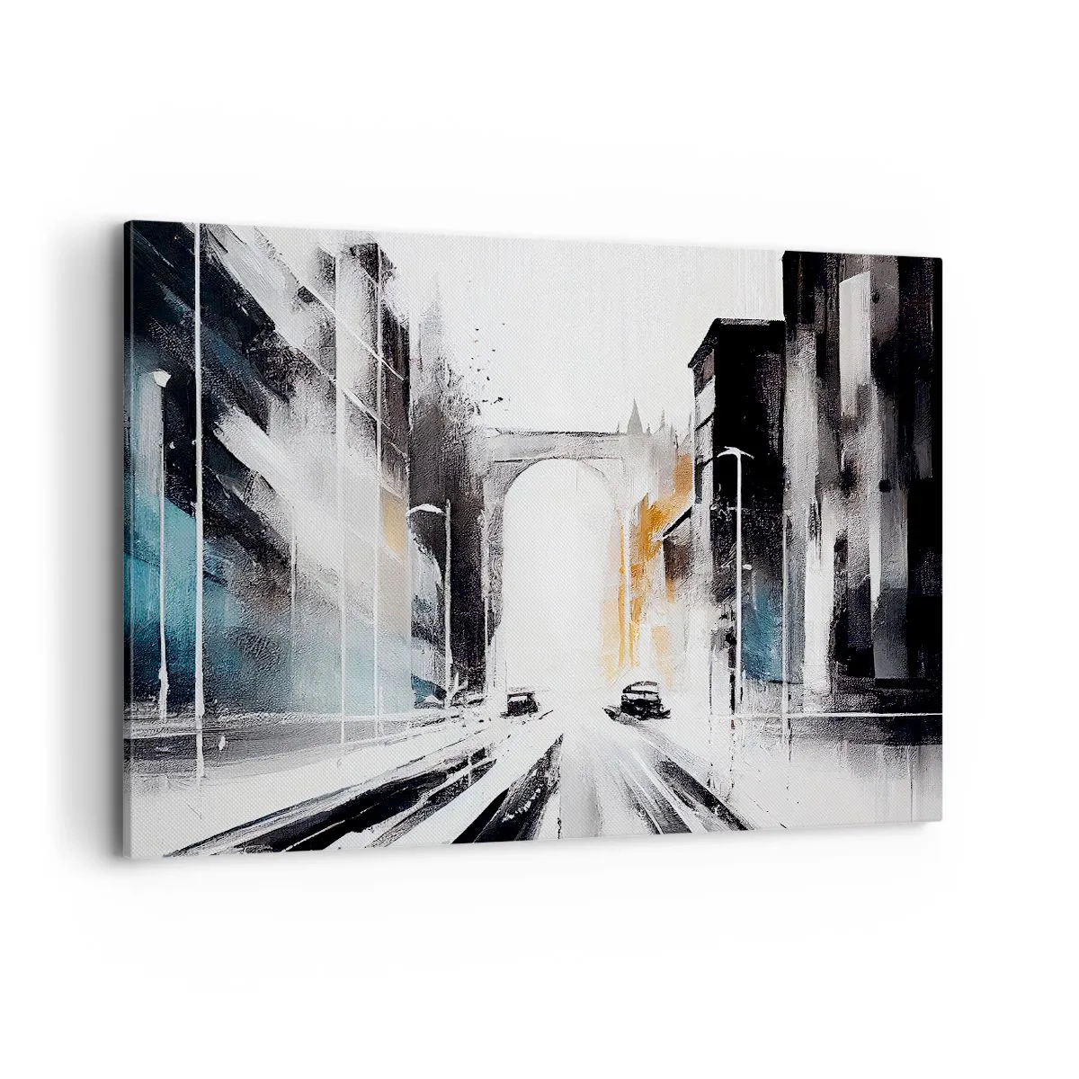 Lærredstryk - Billede på lærred - Bystudie: arkitektur og bevægelse - 100x70 cm