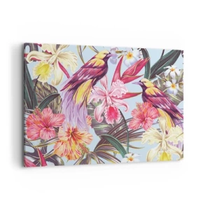 Lærredstryk - Billede på lærred - Kronblade og fjer - 100x70 cm