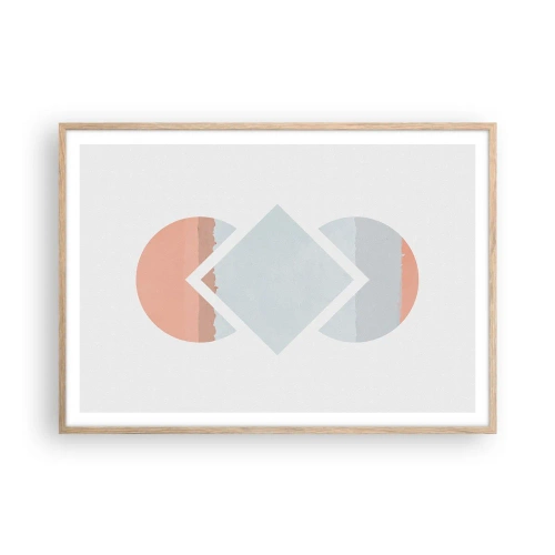 Plakat i ramme af lyst egetræ - Situationen er klar - 100x70 cm