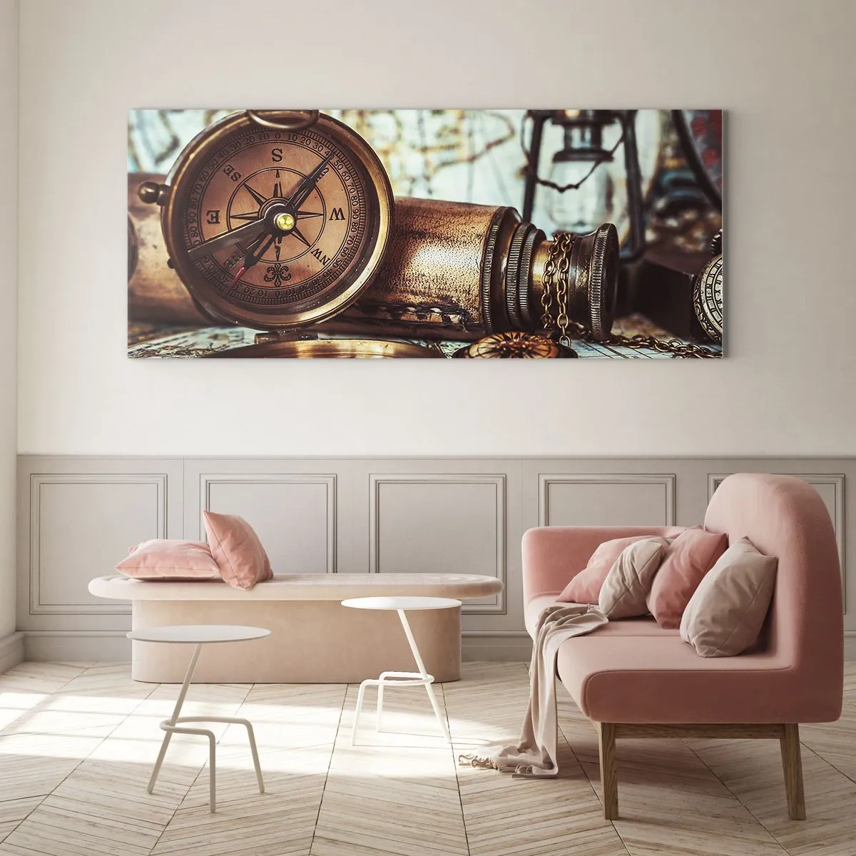 Billede på glas - Der venter dig et pirateventyr i Caribien - 90x30 cm