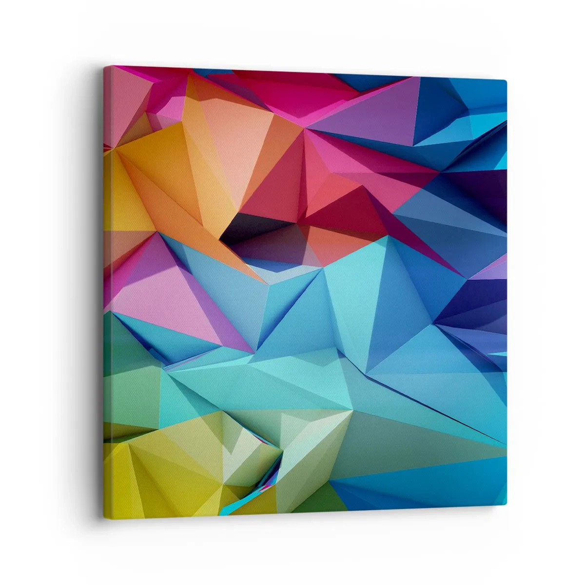 Lærredstryk - Billede på lærred - Regnbue origami - 30x30 cm