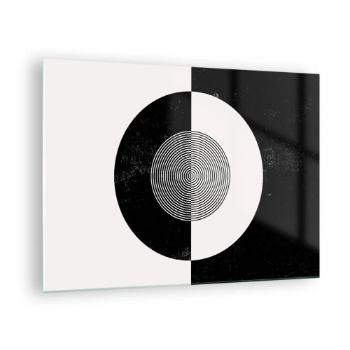 Billede på glas - Geometrisk mønster af sort og hvid symmetri - 70x50cm - Harmoni i sort og hvidt - Moderne vægdekoration til stue og soveværelse ARTTOR