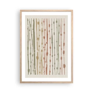 Plakat i ramme af lyst egetræ - Musikalsk farvenotation - 50x70 cm