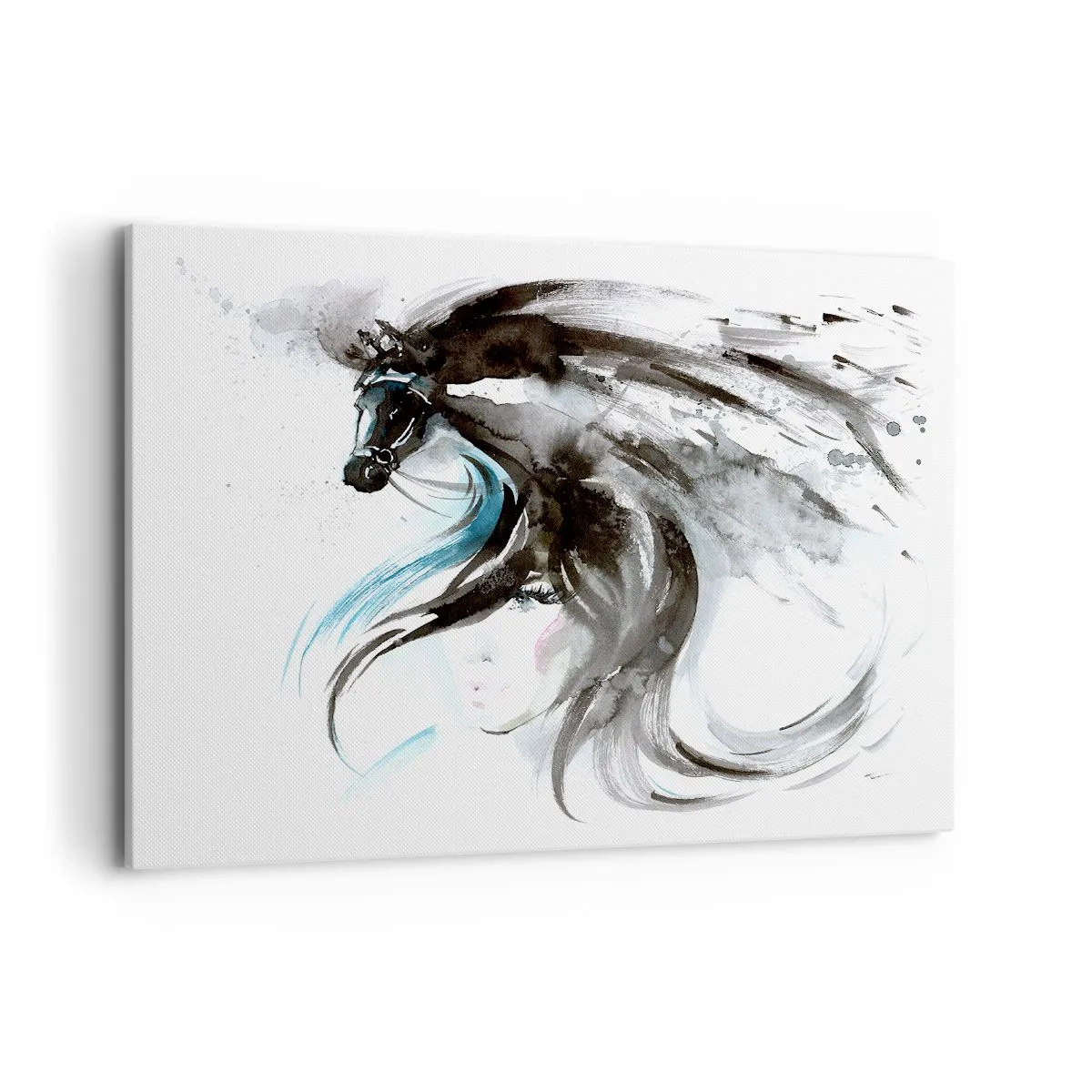 Lærredstryk - Billede på lærred - Den sorte prins' galop - 100x70 cm
