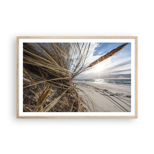 Plakat i ramme af lyst egetræ - Et møde mellem elementerne - 91x61 cm