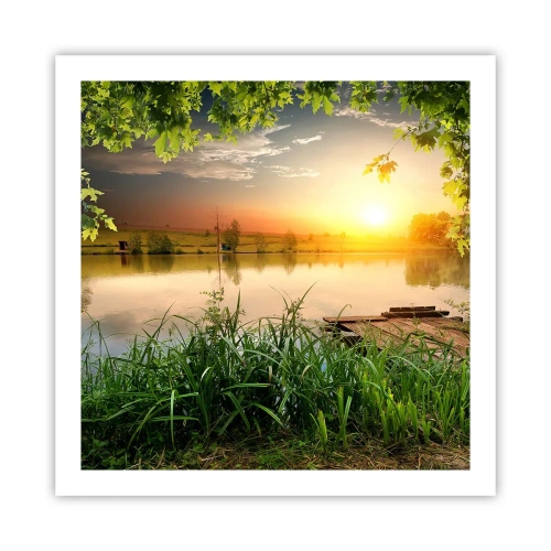 Plakat - Landskab i en grøn ramme - 60x60 cm