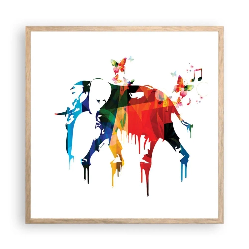 Plakat i ramme af lyst egetræ - Alle kan danse - 60x60 cm