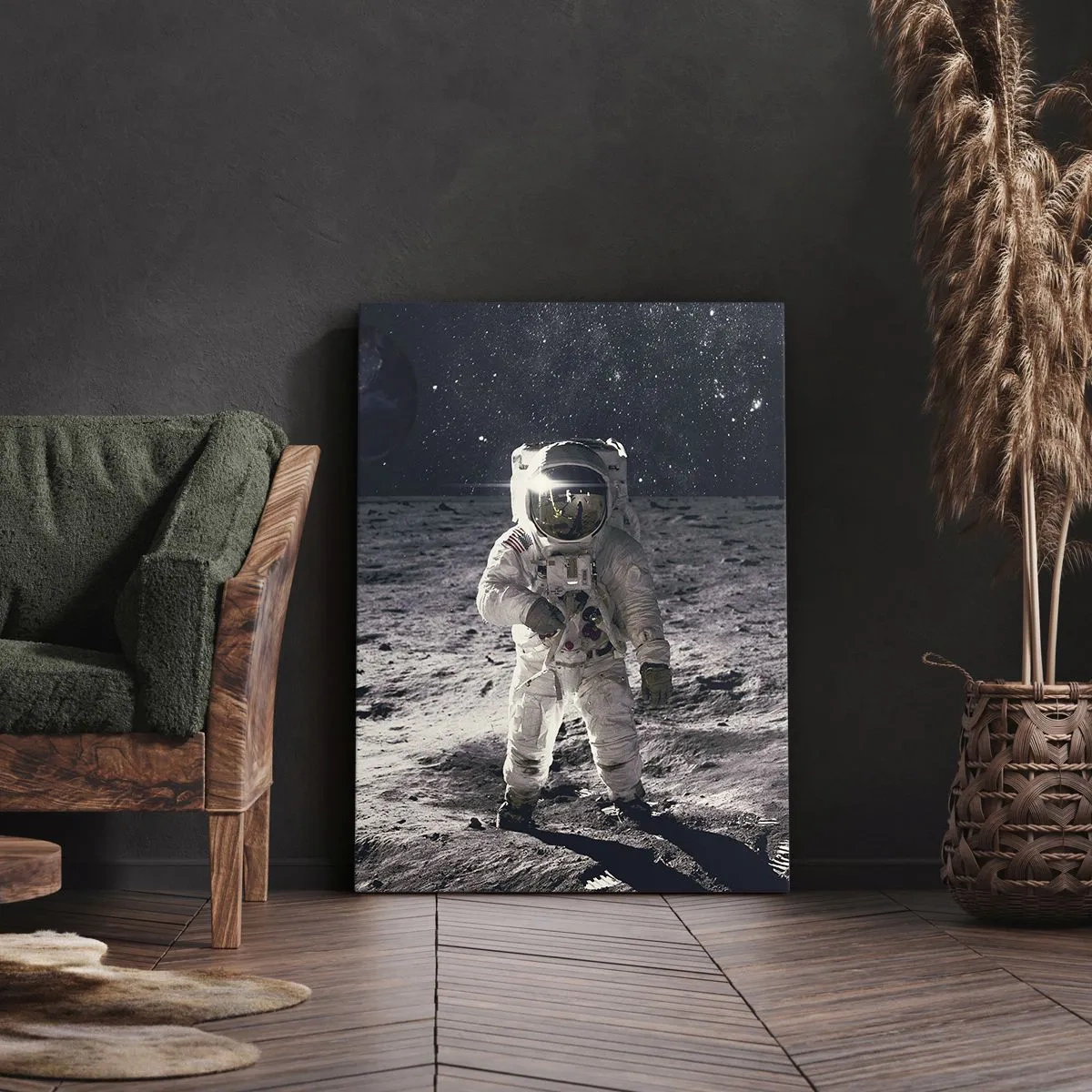 Lærredstryk - Billede på lærred - Hilsner fra månen - 45x80 cm