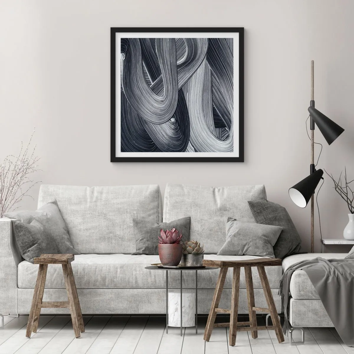Plakat i sort ramme - Virkelighedens flygtighed - 30x30 cm
