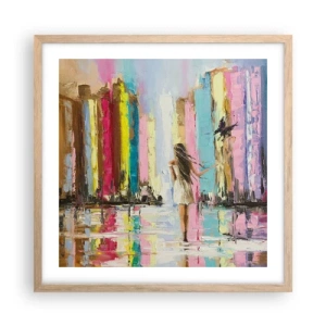 Plakat i ramme af lyst egetræ - Følg mig - 50x50 cm