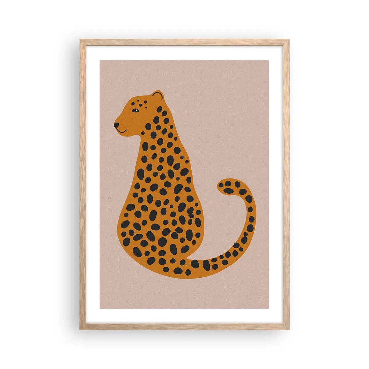 Plakat i ramme af lyst egetræ - Leopardprint er et moderigtigt mønster - 50x70 cm