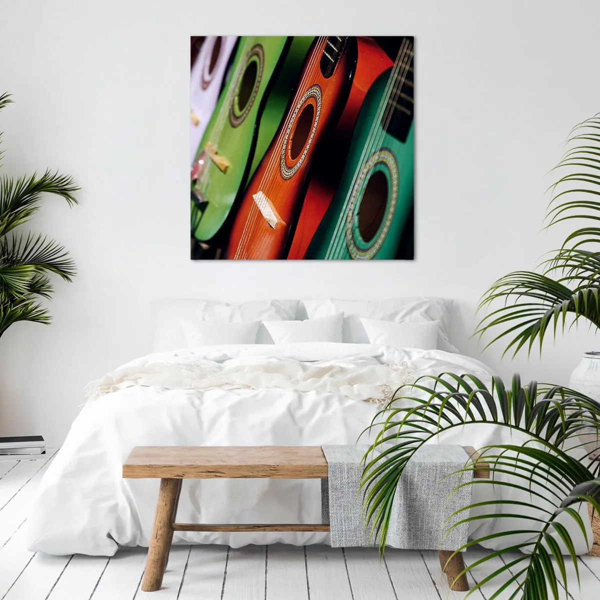 Lærredstryk - Billede på lærred - Guitaren har mange farver - 40x40 cm
