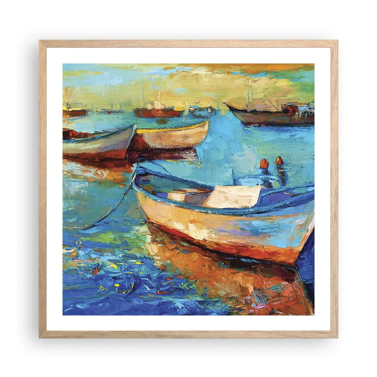 Plakat i ramme af lyst egetræ - I den sydlige bugt - 60x60 cm