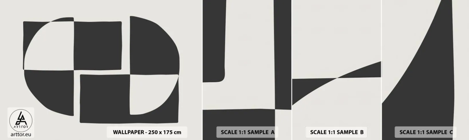 Prøve Fototapet Selvklæbende Deluxe Sticker - Antitese - syntese - Abstraktion, Stykke, Sort og hvid - 100x30 cm