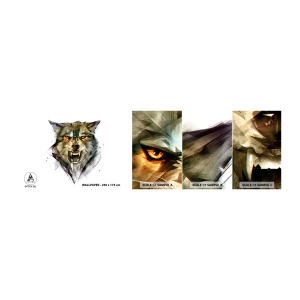 Prøve Fototapet Selvklæbende Deluxe Sticker - Ikke et skridt! - Abstraktion, Dyr, Ulv - 100x30 cm