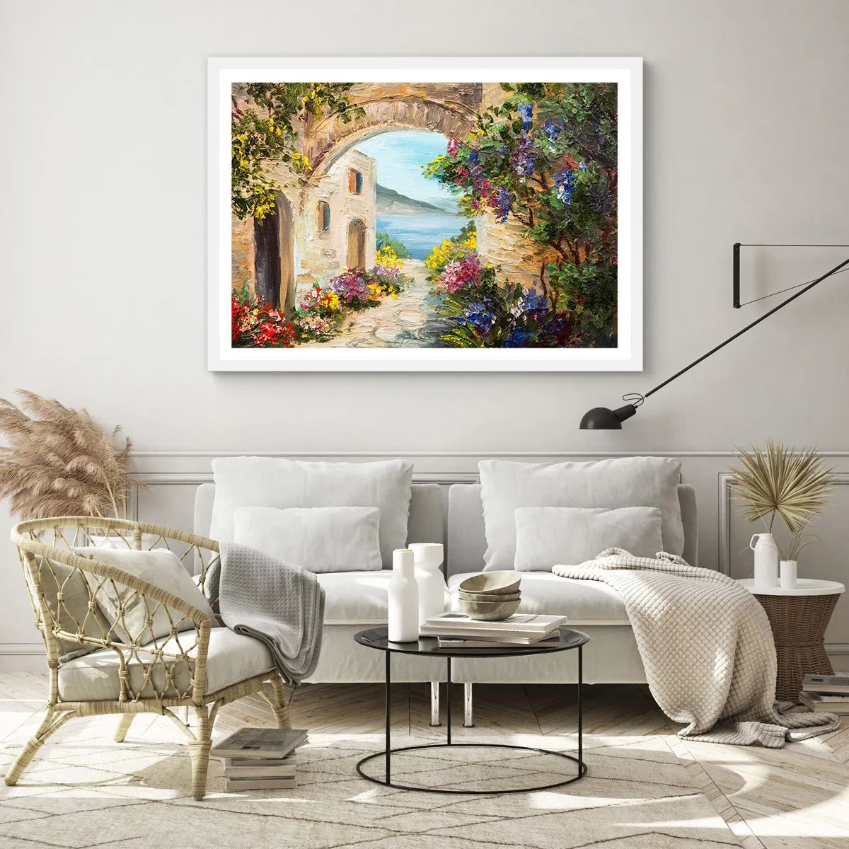 Plakat i hvid ramme - Charmen af kystlandskabet - 100x70 cm