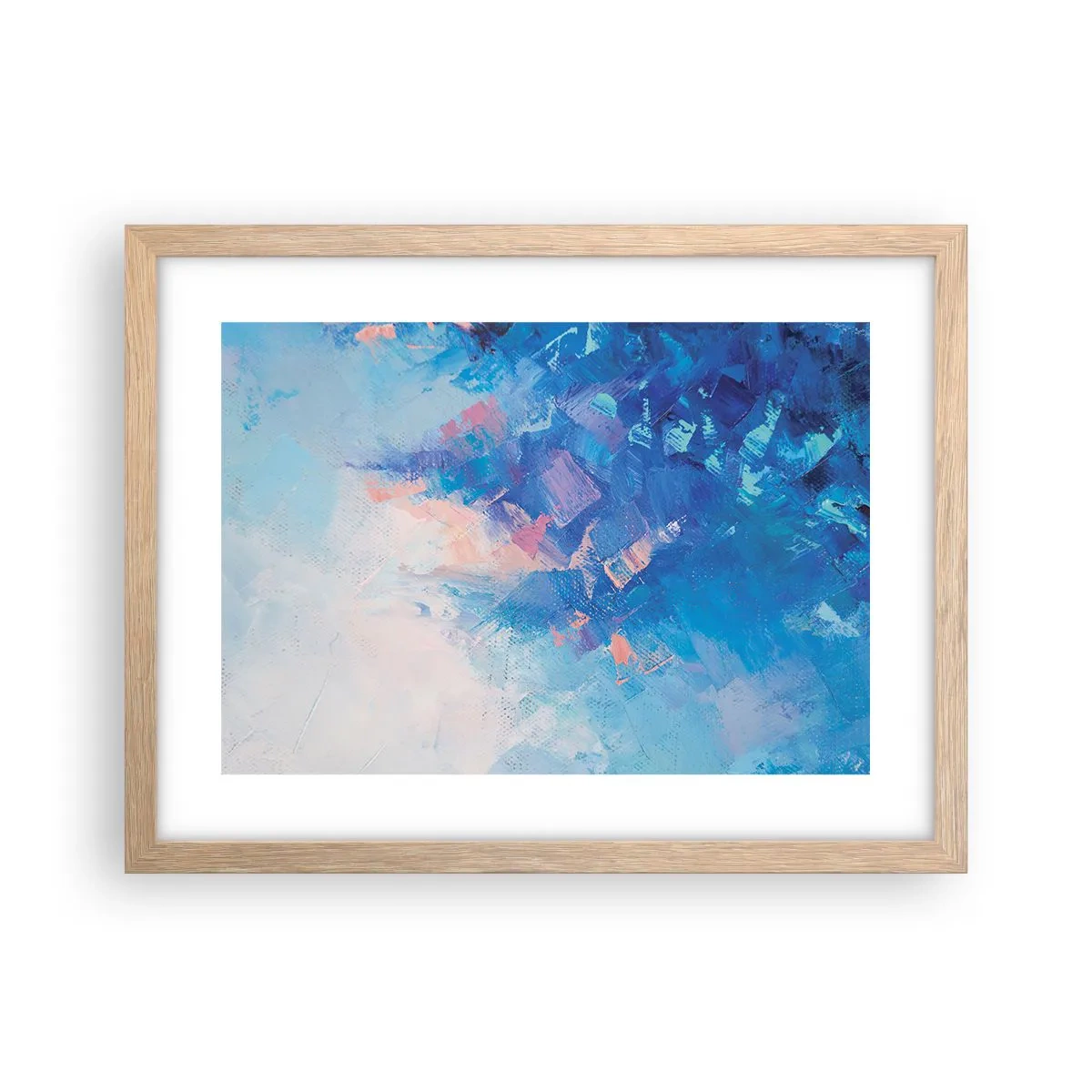 Plakat i ramme af lyst egetræ - Vinter abstraktion - 40x30 cm