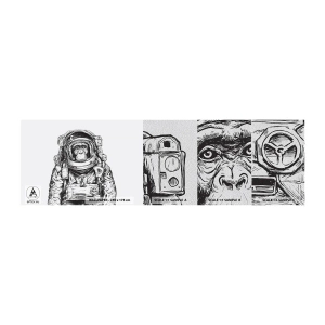 Prøve Fototapet Premium Sand - Alternativ evolution - Abstraktion, Astronaut, Abe - 100x30 cm