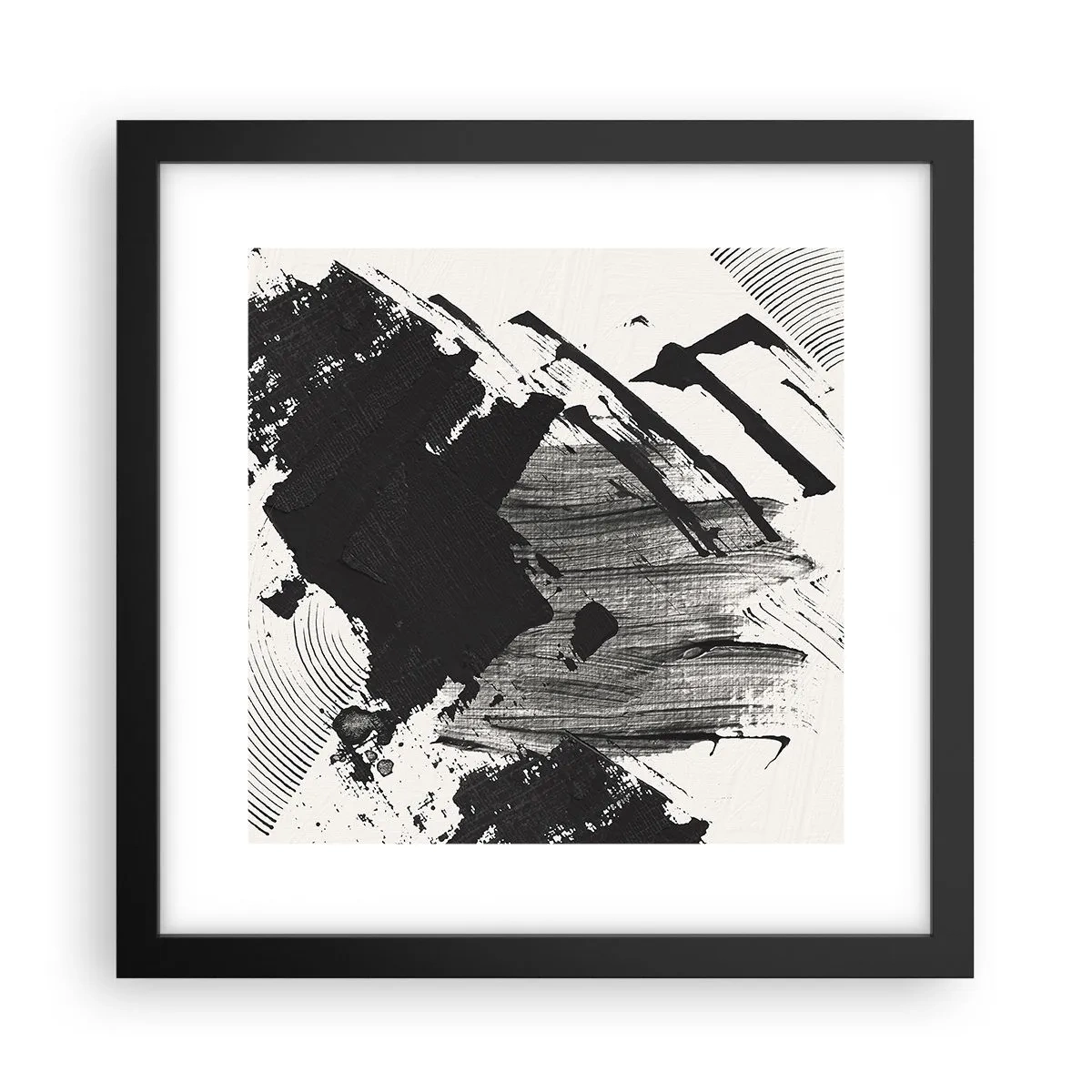 Plakat i sort ramme - Abstraktion - det sortes udtryk - 30x30 cm