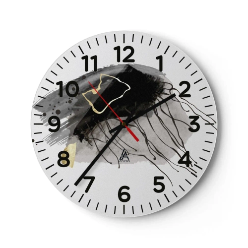 Vægur, Uret - I sort og guld - 40x40 cm