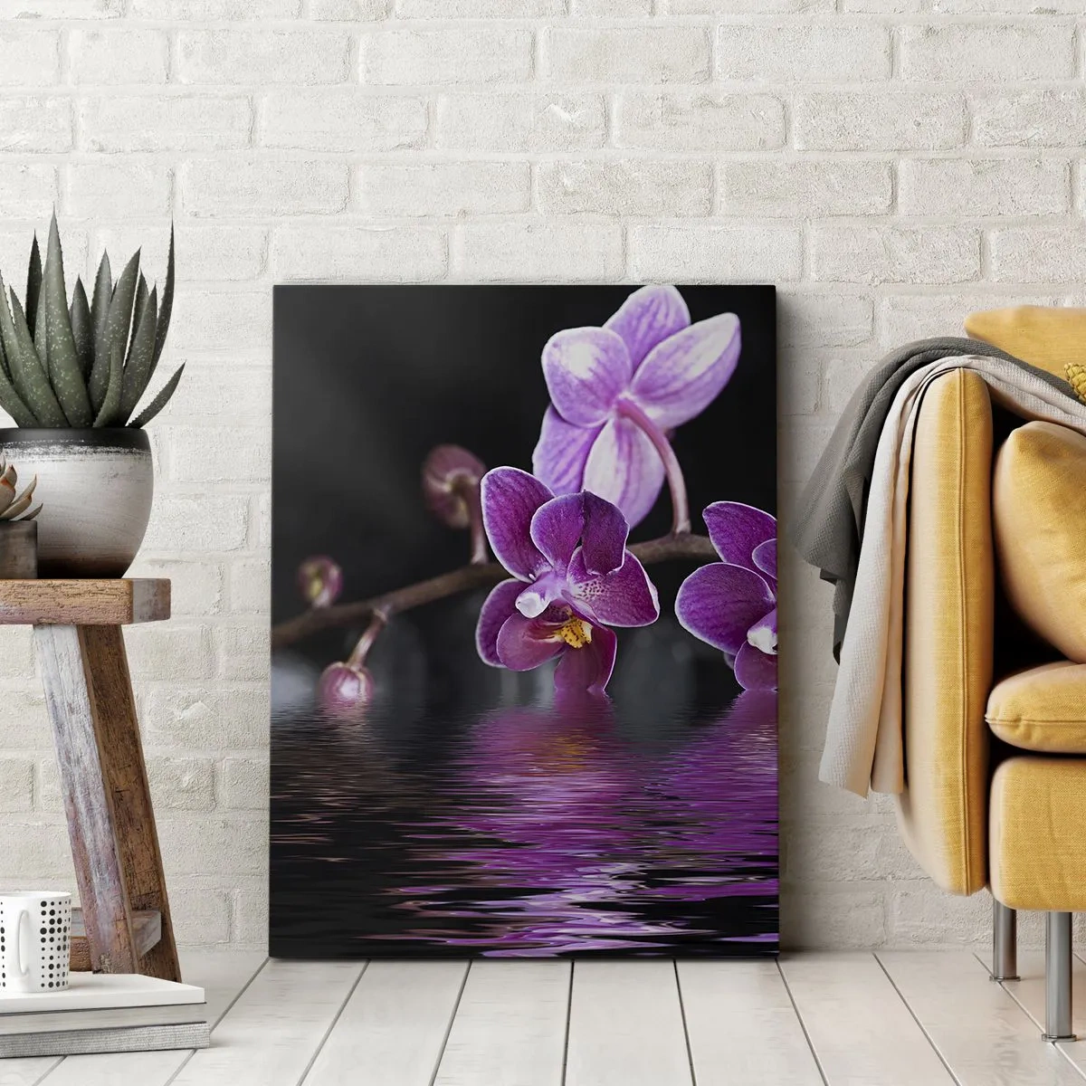 Lærredstryk - Billede på lærred - En lilla afspejling af skønhed - 45x80 cm