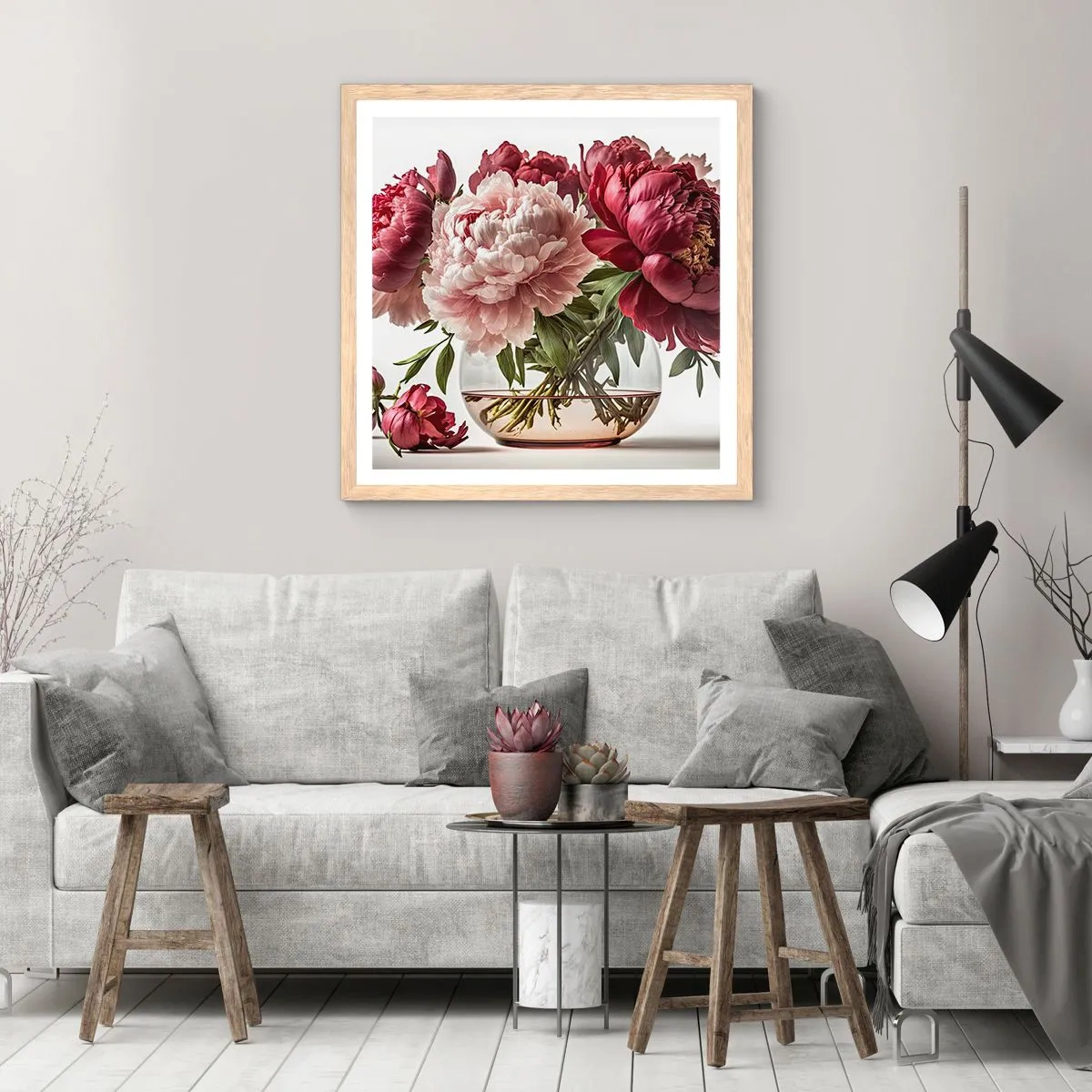Plakat i ramme af lyst egetræ - I fuldt flor af skønhed - 40x40 cm