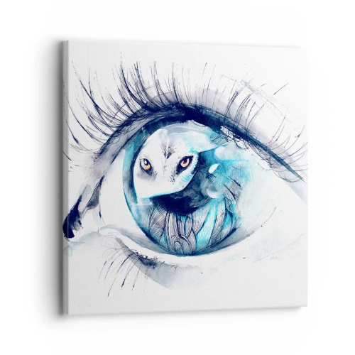 Lærredstryk - Billede på lærred - Øje mod øje med vildskab - 30x30 cm