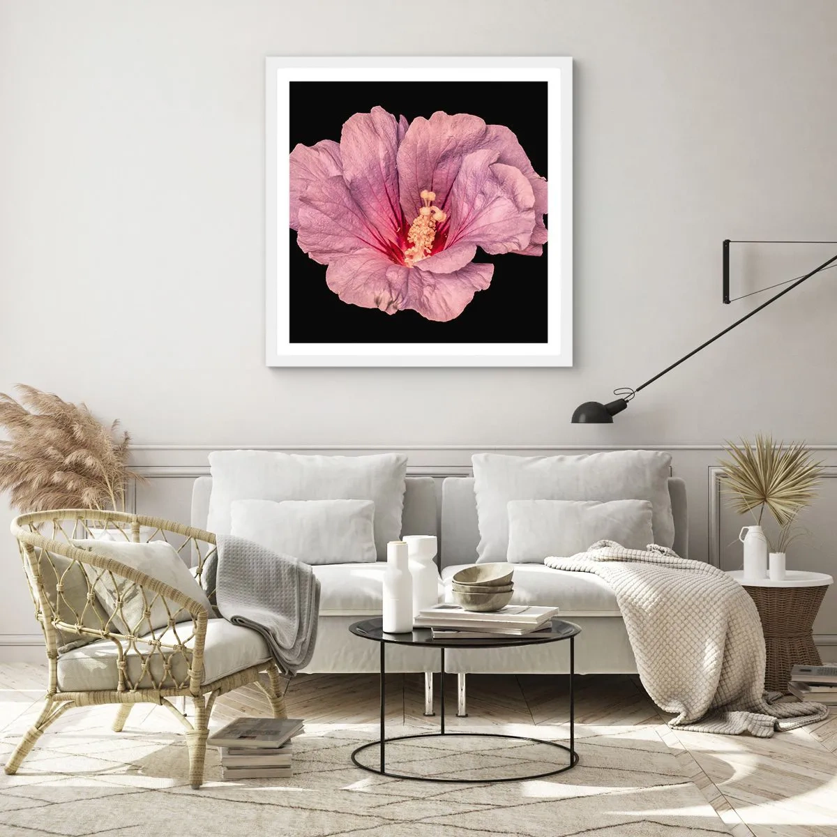 Plakat i hvid ramme - Lige i hjertet - 40x40 cm