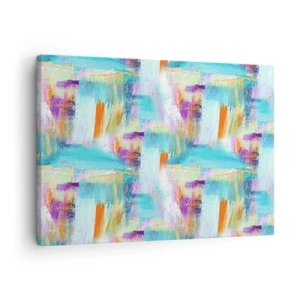 Lærredstryk - Billede på lærred - Farverig abstraktion med dynamiske penselstrøg - 70x50cm - Munter mazel topper - Moderne vægdekoration til stue og soveværelse ARTTOR