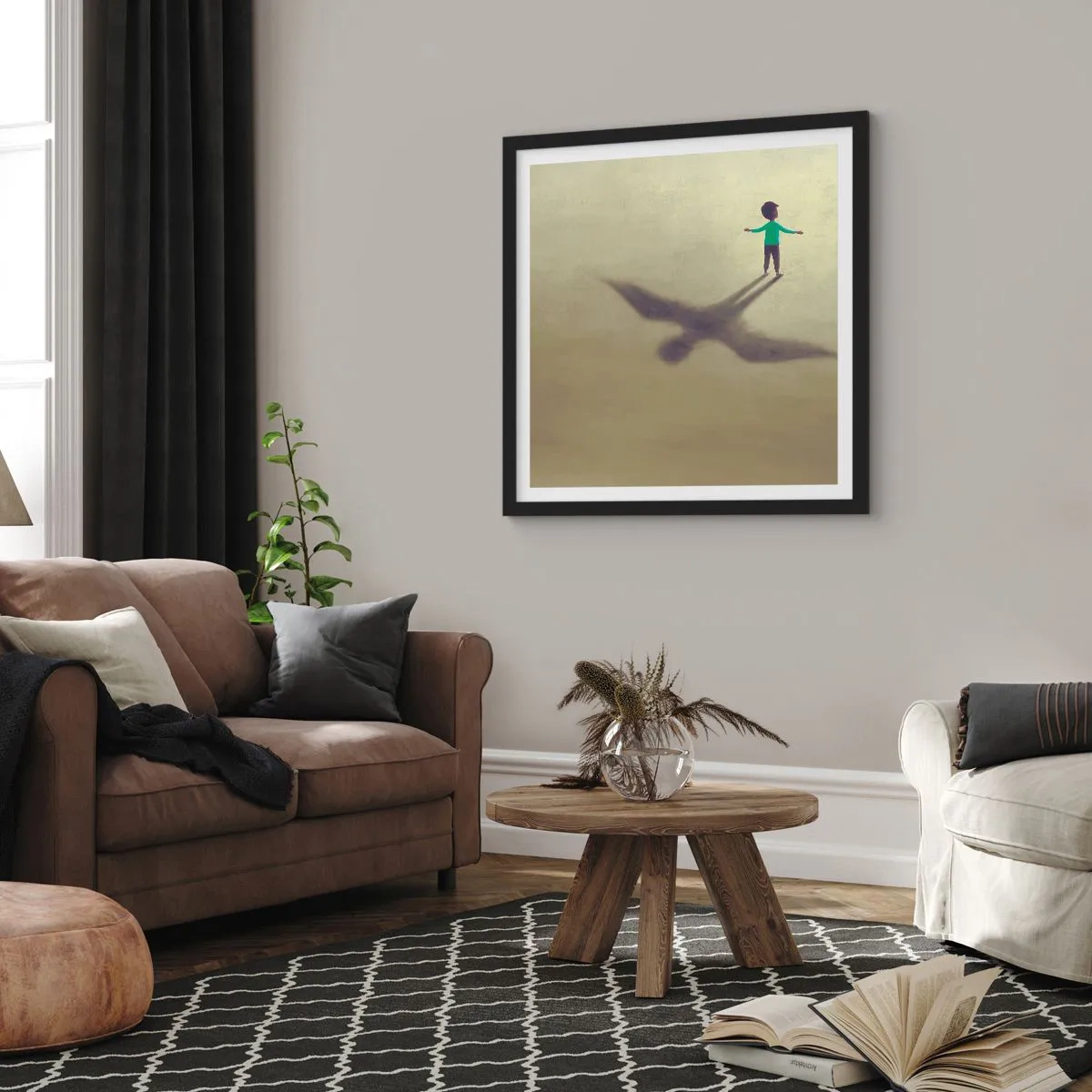 Plakat i sort ramme - Fremtidens helt - 60x60 cm