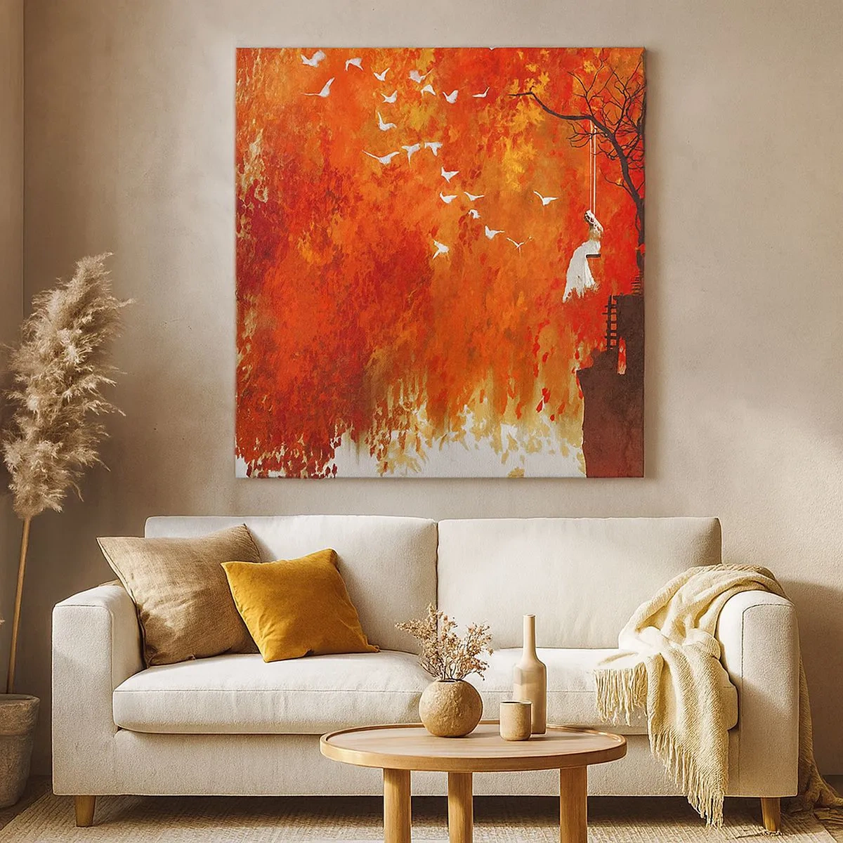 Lærredstryk - Billede på lærred - Vil han flyve med dem? - 30x30 cm