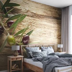 Fototapet Premium Sand - Lige fra naturen - Oliven gren, Natur, Oliven - 450x315 cm