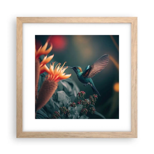 Plakat i ramme af lyst egetræ - Et virkelig farverigt liv - 30x30 cm