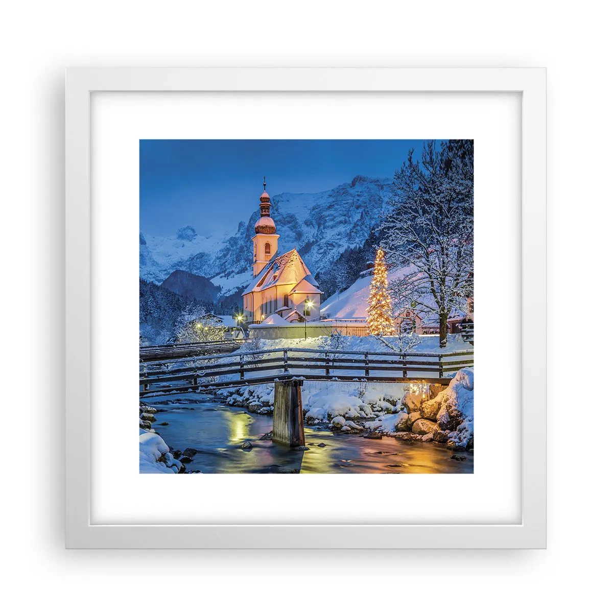 Plakat i hvid ramme - Julens ånd - 30x30 cm