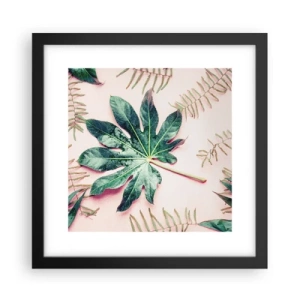 Plakat i sort ramme - En undersøgelse af grønt på en lyserød baggrund - 30x30 cm