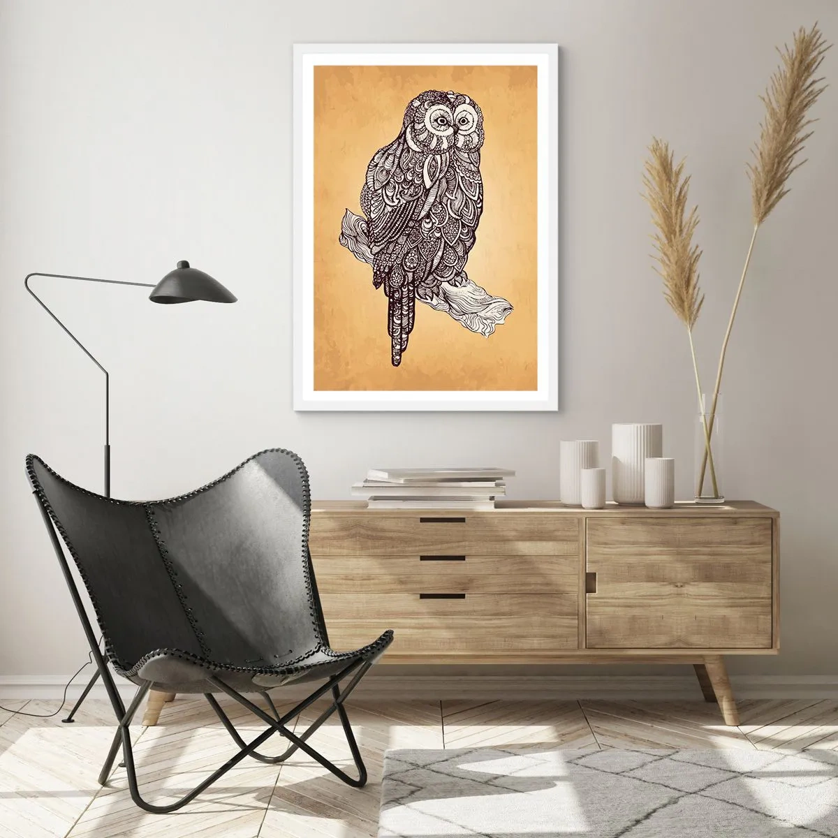 Plakat i hvid ramme - Indviklede ornamenter af visdom - 50x70 cm