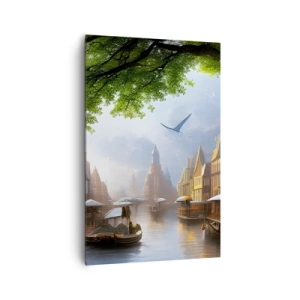 Lærredstryk - Billede på lærred - Hollandsk bybillede - 80x120 cm