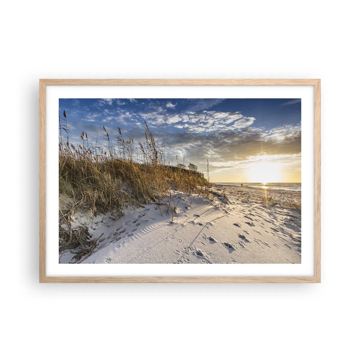 Plakat i ramme af lyst egetræ - Indbydelse til en vandretur - 70x50 cm