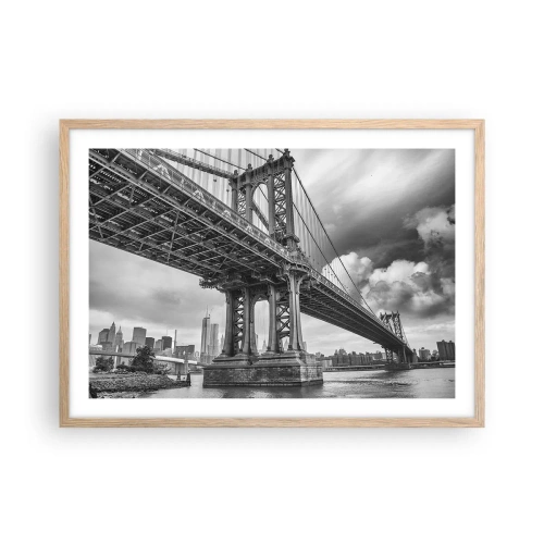 Plakat i ramme af lyst egetræ - Til byens hjerte - 70x50 cm