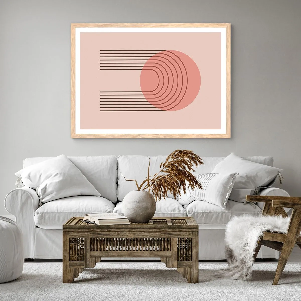 Plakat i ramme af lyst egetræ - Uimodståelig tiltrækningskraft - 91x61 cm