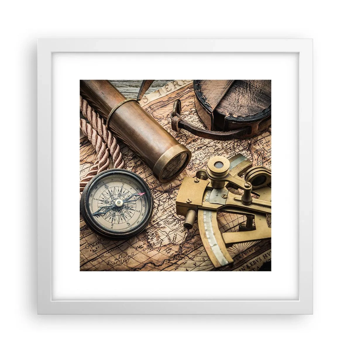 Plakat i hvid ramme - Fastlægge kursen - 30x30 cm