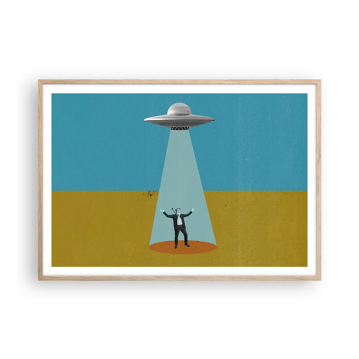 Plakat i ramme af lyst egetræ - Et tæt møde - 100x70 cm